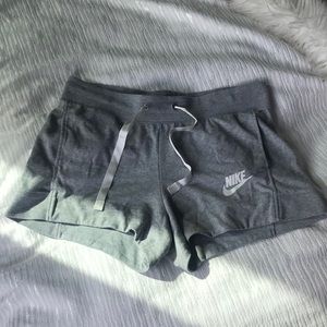 Gray Nike sweat shorts with strap!